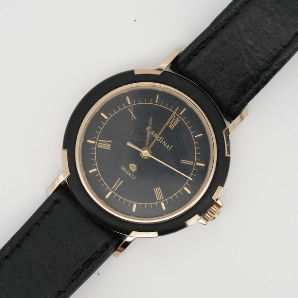 Cardinal 34mm Gold Black Dress Watch Poljot 1656H Quartz – Running NOS Strap main image 9